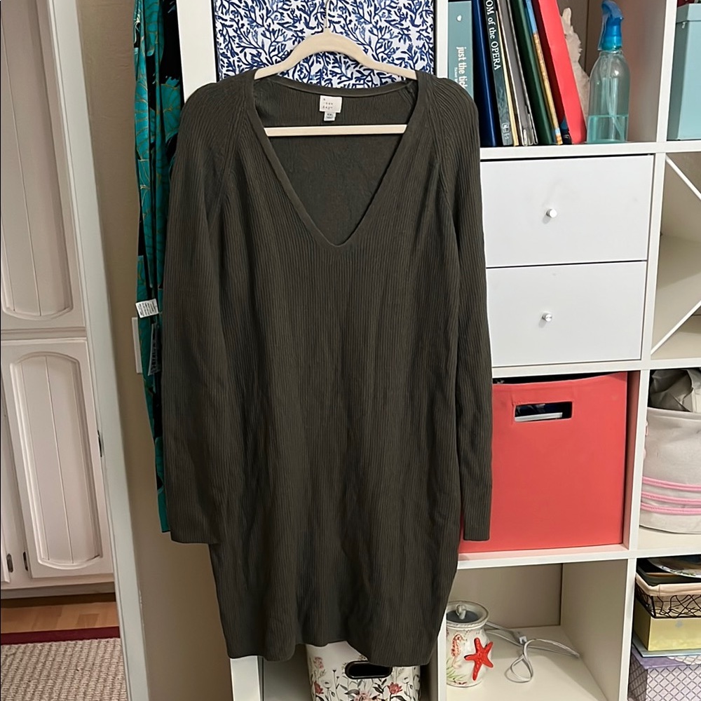 a new day Olive Green V-Neck Dress